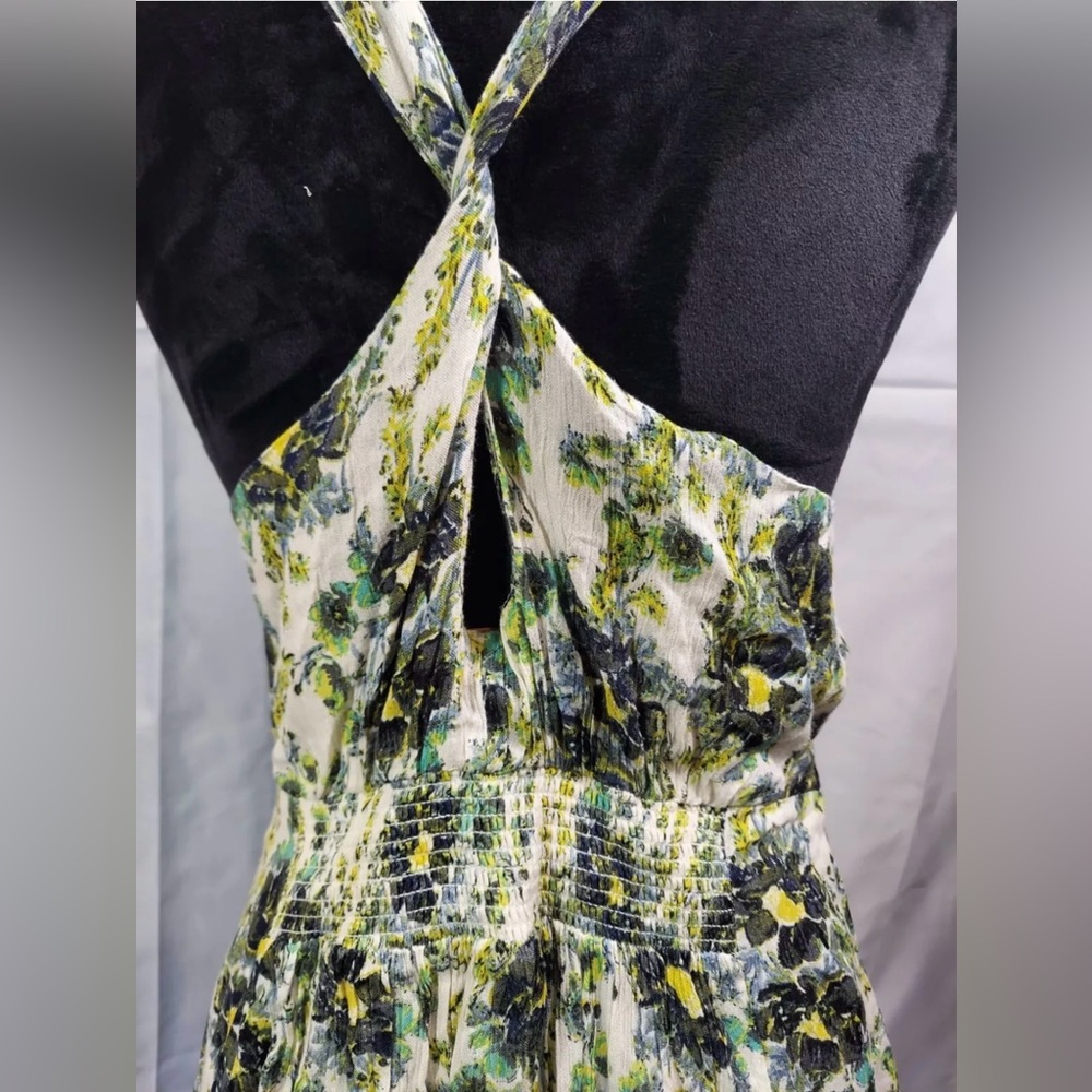Free People Washed Ashore Printed Dress Ivory and Green Pre-loved MSRP $98 Sz S - Picture 9 of 10